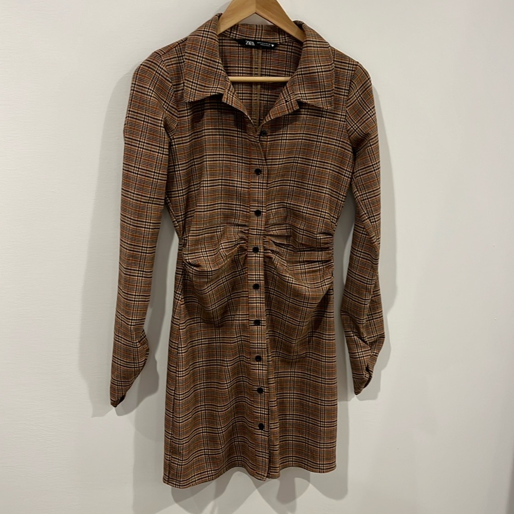Zara Plaid mini Shirt Dress Size S